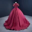 Luxury / Gorgeous Burgundy Quinceañera Handmade  Prom Dresses 2021 Halter Sleeveless Solid Color Satin Ball Gown Red Carpet Beading Formal Dresses Court Train