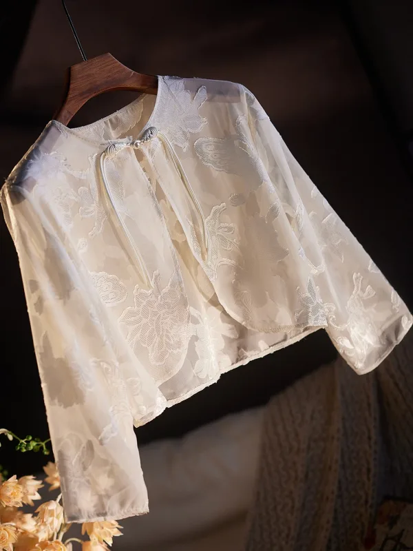 Vintage Vita Broderade Långärmad sjal 2025