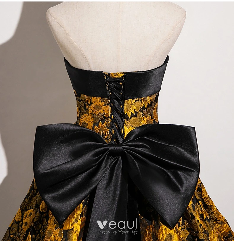 blue dress for baby girl Black Gold Sequin Strapless Prom Dress with Scarf SL30237 – MISS ORD main image 0