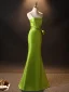 Fashion Green Evening Dresses 2024 Trumpet / Mermaid Spaghetti Straps Sleeveless Backless Floor-Length / Long Prom Formal Dresses