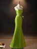 Mode Vert Robe De Soirée 2024 Trompette / Sirène Bretelles Spaghetti Sans Manches Dos Nu Longue Promo Robe De Ceremonie