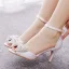 Charmant Weiß Strass Schleife Ball Sandalen Damen 2023 Knöchelriemen 7 cm Stilettos Peeptoes Sandaletten Hochhackige