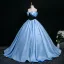 Elegant Pool Blue Prom Dresses 2025 Ball Gown Strapless Sleeveless Backless Floor-Length / Long Prom Formal Dresses