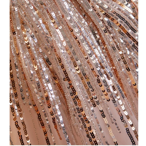 Scintillantes Haut de Gamme Rougissant Rose Perle Appliques Paillettes Robe De Soirée 2023 Princesse De l'épaule 3/4 Manches Dos Nu Longue Soirée Robe De Ceremonie