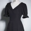 Chic / Belle Noire Robe De Soirée 2023 Princesse V-Cou Manches Courtes Longue Soirée Robe De Ceremonie