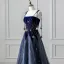 Fashion Navy Blue Star Beading Prom Dresses 2025 A-Line / Princess Spaghetti Straps Sleeveless Backless Floor-Length / Long Prom Formal Dresses