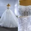 High-end White Beading Pearl Sequins Lace Flower Appliques Wedding Dresses 2023 Ball Gown Spaghetti Straps Sleeveless Backless Court Train Wedding