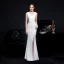 Sexy Black Beading Split Front Evening Dresses 2022 Trumpet / Mermaid V-Neck Sleeveless Backless Floor-Length / Long Evening Party Formal Dresses