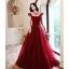 Chic / Belle Bordeaux Paillettes Robe De Bal 2023 Princesse Encolure Dégagée Sans Manches Dos Nu Longue Promo Robe De Ceremonie