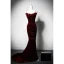 Sexy Burgundy Velvet Rhinestone Flower Evening Dresses 2024 Trumpet / Mermaid Spaghetti Straps Sleeveless Backless Sweep Train Evening Party Formal Dresses