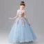 Flower Fairy Sky Blue Sequins Lace Flower Appliques Birthday Flower Girl Dresses 2025 Ball Gown Scoop Neck Sleeveless Floor-Length / Long