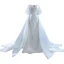 Charming White Trumpet / Mermaid Wedding Dresses 2022 Off-The-Shoulder Puffy Short Sleeve Backless Beading Pearl Sequins Floor-Length / Long Wedding