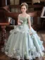 Flower Fairy Sage Green Beading Appliques Birthday Flower Girl Dresses 2026 Ball Gown Scoop Neck Sleeveless Floor-Length / Long Tulle