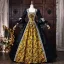 Vintage / Retro Medieval Black Halloween Lace Flower Printing Bow Prom Dresses 2026 Ball Gown Square Neckline Bell sleeves Floor-Length / Long Formal Dresses