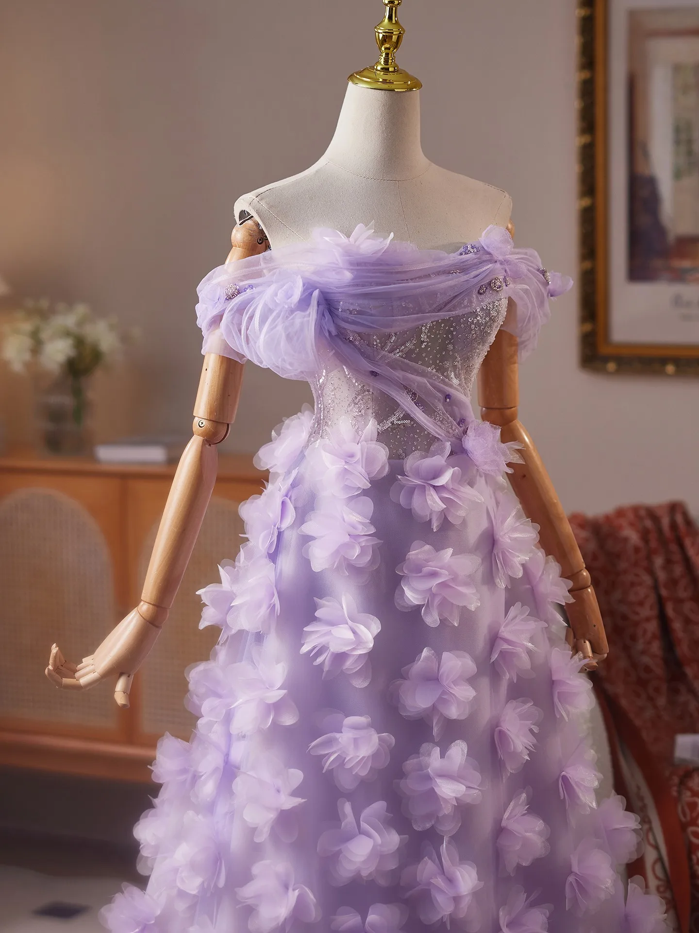 Kvinnors Blommaklänning Ruffle Lätt Material