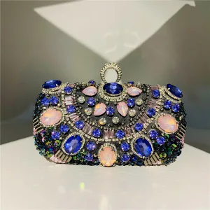 Mooie Prachtige Zwarte Avond Handtassen 2023 Multi Kleuren Rhinestone Legering