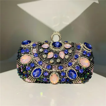 Snygga Fina Svarta Afton Kuvertväska 2023 Multi Färger Rhinestone Legering