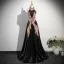 Sparkly Black Beading Sequins Prom Dresses 2025 A-Line / Princess High Neck Sleeveless Floor-Length / Long Prom Formal Dresses