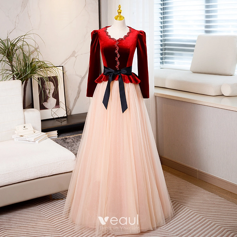burgundy and cream prom dresses Burgundy Spaghetti Strap Satin Long Prom Dress, Beautiful A-Line Eveni