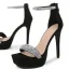 Charmant Noire Été Soirée Sandales Femme 2022 Faux Diamant Bride Cheville 12 cm Talons Aiguilles Peep Toes / Bout Ouvert Sandales Talons Hauts