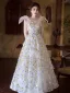 Chic / Beautiful Multi-Colors Appliques Beading White Prom Dresses 2025 A-Line / Princess Spaghetti Straps Sleeveless Backless Floor-Length / Long Prom Formal Dresses