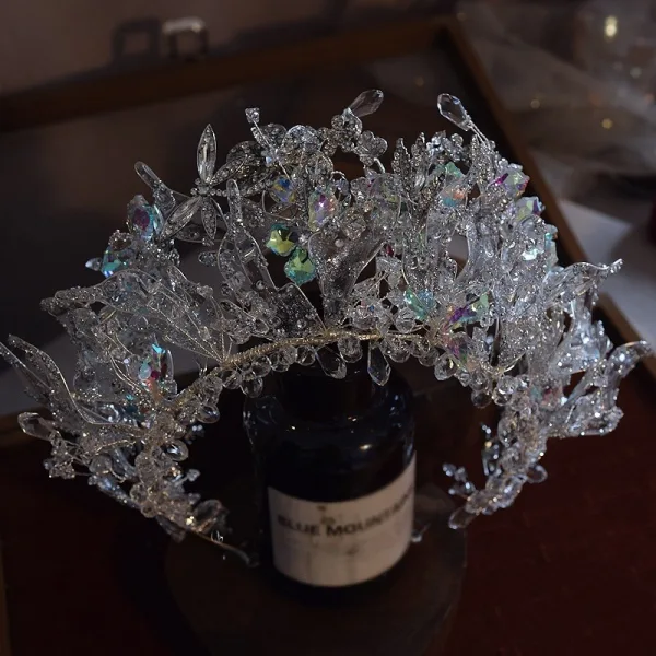 Charmant Argenté Fait main Cristal Tiare Mariage Accessoire Cheveux Mariage 2025