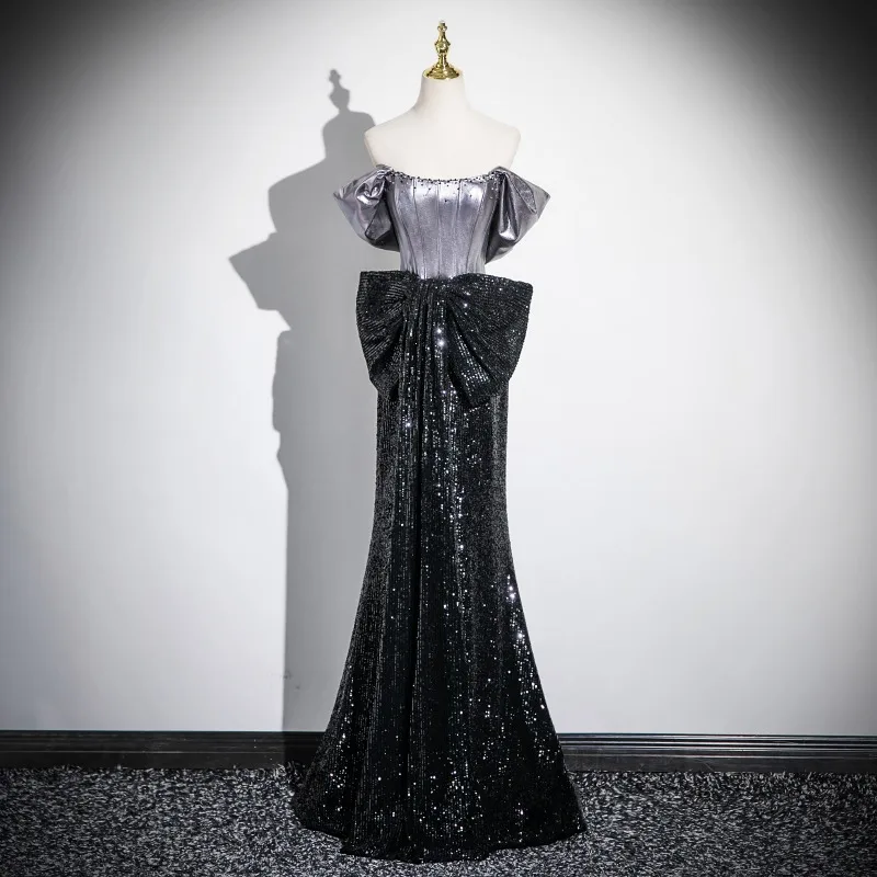 chinese dress ladies Sweetheart Cut Mermaid Black Long Prom Dress with Slit PSK533 US14 / Blue main image 0