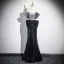Sexy Black Sequins Bow Prom Dresses Evening Dresses 2025 Trumpet / Mermaid Off-The-Shoulder Short Sleeve Backless Floor-Length / Long Evening Party Formal Dresses