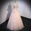 Blumenfee Rosa Pailletten Spitze Blumen Ballkleider 2023 A Linie Off Shoulder Ärmellos Rückenfreies Lange Ball Festliche Kleider