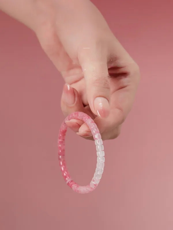 Mode Farbverlauf Rosa Kirschblüte Handgefertigt Natürlicher Kristall Armbänder Brautaccessoires 2025
