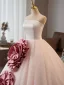 Amazing / Unique Blushing Pink Appliques Prom Dresses 2025 Ball Gown Strapless Sleeveless Backless Floor-Length / Long Prom Formal Dresses