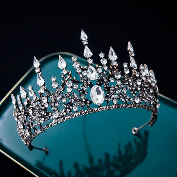 Vintage / Retro White Rhinestone Crystal Bridal Hair Accessories Wedding Tiara 2022 Alloy