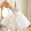Voluminous Champagne Beading Sequins Cascading Ruffles Birthday Short Flower Girl Dresses 2026 Ball Gown Scoop Neck Sleeveless Backless