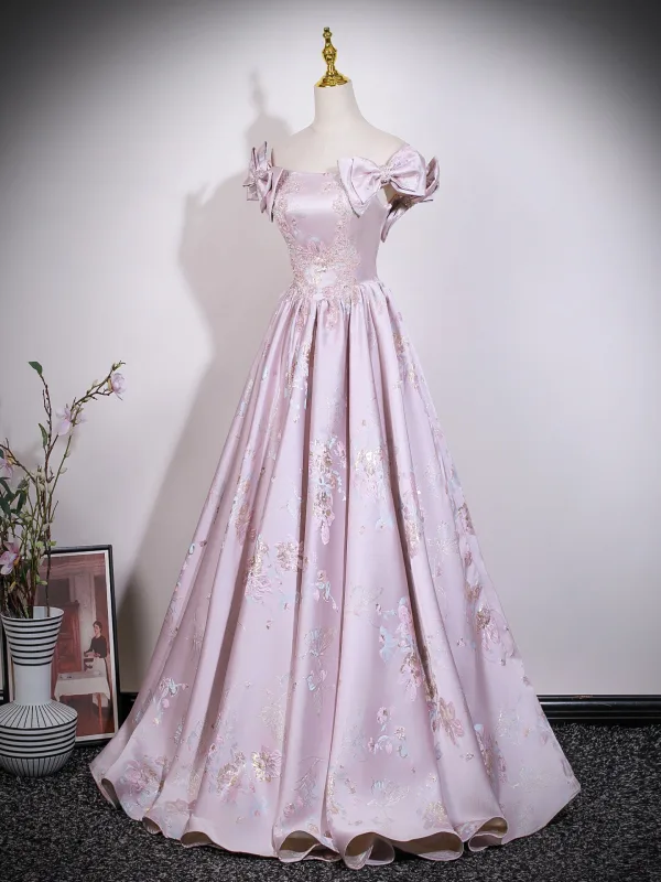 Schön Pearl Rosa Perlenstickerei Stickerei Schleife Ballkleider 2026 A Linie Bandeau Ärmellos Rückenfreies Lange Festliche Kleider