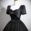 Vintage / Retro Black Glitter Prom Dresses 2025 Ball Gown Square Neckline Bow Short Sleeve Backless Floor-Length / Long Formal Dresses