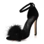 Sexy Noire Soirée Plumes Sandales Femme 2023 11 cm Talons Aiguilles Peep Toes / Bout Ouvert Sandales Talons Hauts