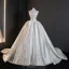 Vintage / Retro White Lace Flower Satin Wedding Dresses 2025 Ball Gown Strapless Sleeveless Backless Court Train Wedding