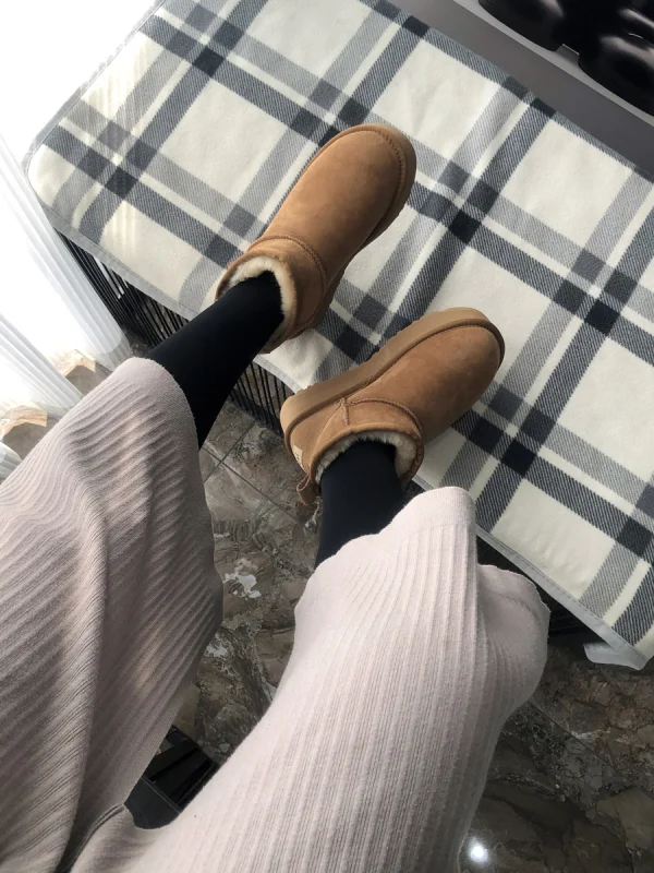 Keep Warm Brown Suede Street Wear Snow Boots 2024 Leather Round Toe Womens Boots