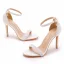 Charmant Weiß Sommer Perle Brautschuhe 2023 10 cm Stilettos Knöchelriemen Peeptoes Hochzeit Sandaletten Hochhackige