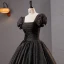 Vintage / Retro Black Rhinestone Sequins Lace Flower Prom Dresses 2023 Ball Gown Square Neckline Puffy Short Sleeve Backless Floor-Length / Long Prom Formal Dresses