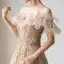 Luxe Gris Robe De Soirée 2022 Princesse De l'épaule Gland Perlage Paillettes Manches Courtes Dos Nu Longue Soirée Robe De Ceremonie