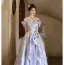 Mode Lavendel Glanz Applikationen Ballkleider 2025 A Linie Off Shoulder Ärmellos Rückenfreies Sweep / Pinsel Zug Ball Festliche Kleider