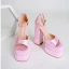 Amazing / Unique Blushing Pink Satin Cocktail Party Summer Womens Sandals 2022 Ankle Strap 14 cm Thick Heels Open / Peep Toe Sandals High Heels