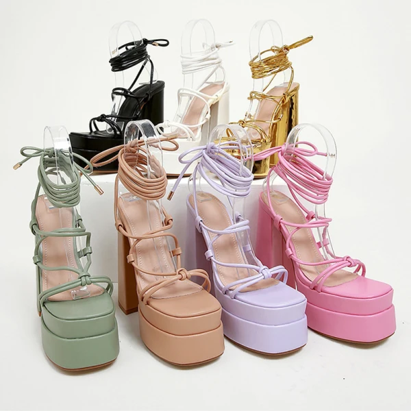 Unique Lavendel Strassenmode Sandalen Damen 2022 Knöchelriemen 12 cm Stilettos Peeptoes Sandaletten Hochhackige