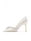 Eleganta Vita Pärla Rhinestone Läder Brudskor 2026 6 cm Stilettklackar Spetsiga Bröllop Pumps Högklackade