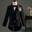 Black Long Sleeve Wedding Boys Wedding Suits 2025 Body Jewellery Coat Tailcoat / Tuxedo Girdle Pants Shirt Tie Vest