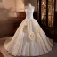 Vintage / Retro Modest / Simple Ivory Ruffle Flower Wedding Dresses 2023 Ball Gown Strapless Sleeveless Backless Sweep Train Wedding Dresses