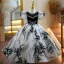 Chic / Beautiful Black Pearl Rhinestone Birthday Flower Girl Dresses 2023 Ball Gown Scoop Neck Puffy Short Sleeve Floor-Length / Long