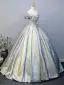 Klassisch Silber Glanz Ballkleider 2025 Ballkleid Rüschen Off Shoulder Kurze Ärmel Rückenfreies Lange Ball Festliche Kleider