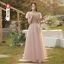 Simple Rougissant Rose Robe Demoiselle D'honneur 2022 Princesse Encolure Carrée Manches Courtes Dos Nu Longue Robe Pour Mariage